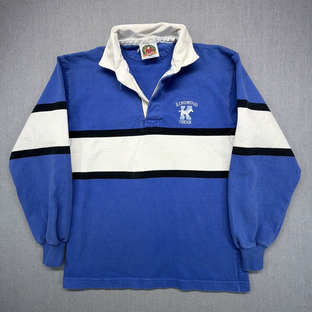 Vintage Barbarian Rugby Mens Large Striped Longsleeve Polo Kingwood